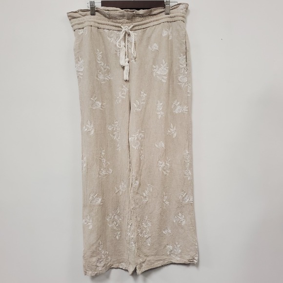 House of Harlow 1960 Pants - House Of Harlow Womens Linen Blend Wide Leg Pants Size L Floral Boho Beach